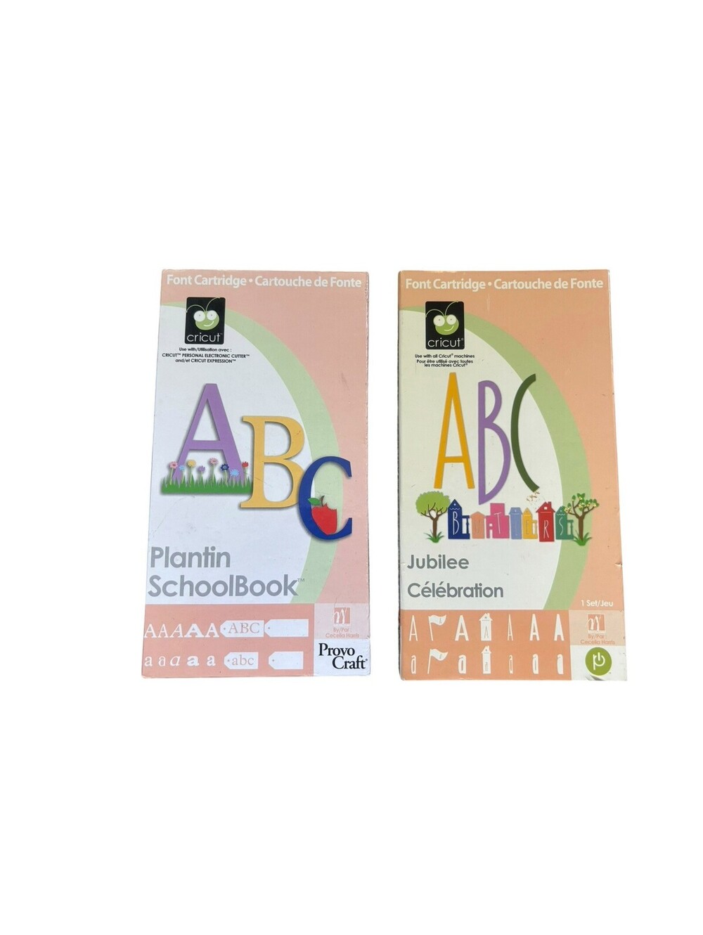 Cricut Plantin School Book & Jubilee Celebration Font Cartridges Alphabet ABC